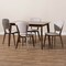Baxton Studio Tarelle Walnut-Finished Grey Upholstered 5-Piece Dining Set 143-8068 - alternate 4
